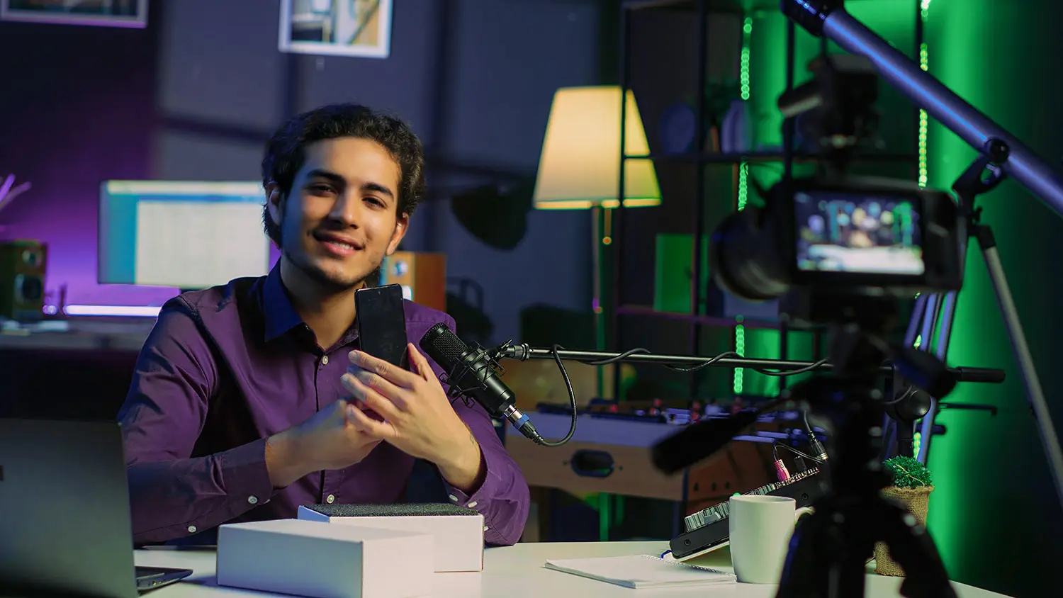 communications professional during a podcast