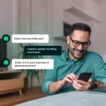 User interacting with a chatbot on mobile in a conversational design experience