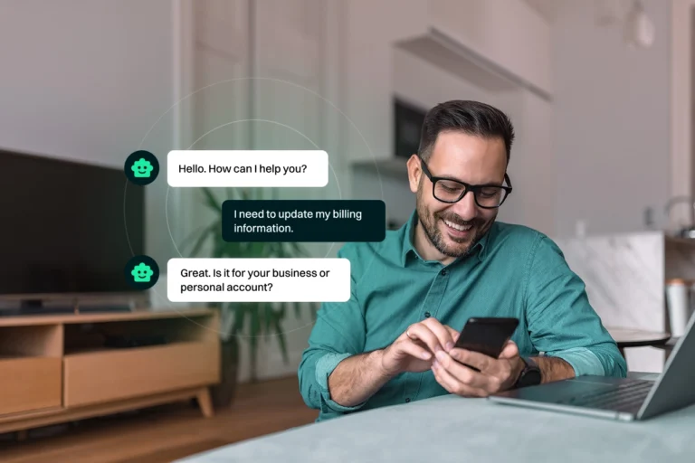 User interacting with a chatbot on mobile in a conversational design experience