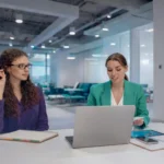 Equipo analizando datos en portátil en oficina moderna para optimizar funnel de ventas con IA