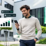 Cliente activo de una fintech consulta sus movimientos en el celular